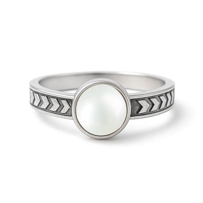 Pure 925 Sterling Silver Pearl Gemstone Ring for Men