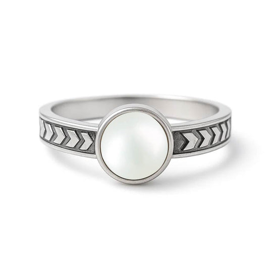 Pure 925 Sterling Silver Pearl Gemstone Ring for Men