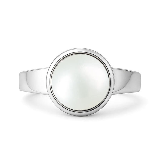 Round Pearl Gemstone Sterling Silver Ring for Men
