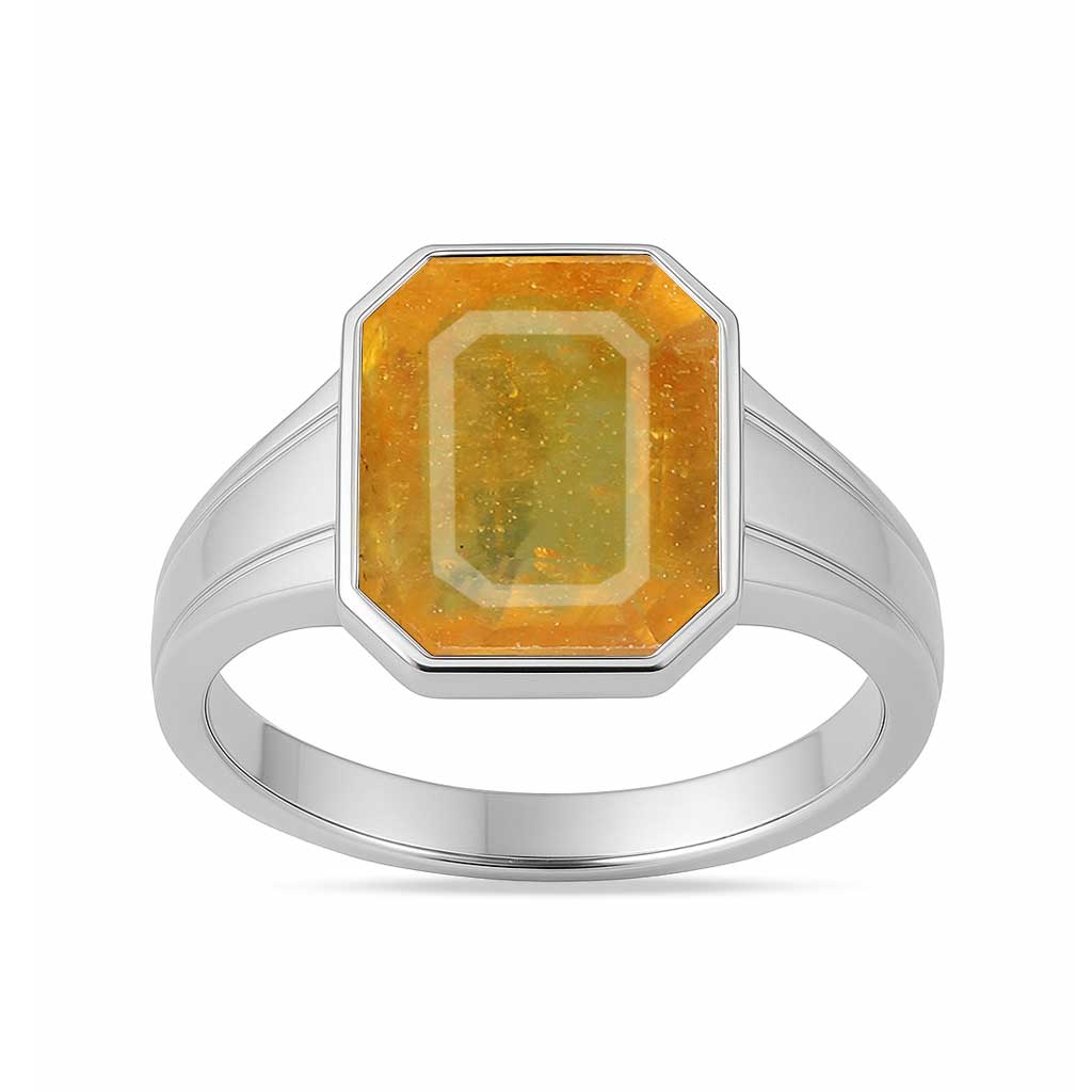 Royal Elite 925 Sterling Silver Yellow Sapphire Ring For Ladies