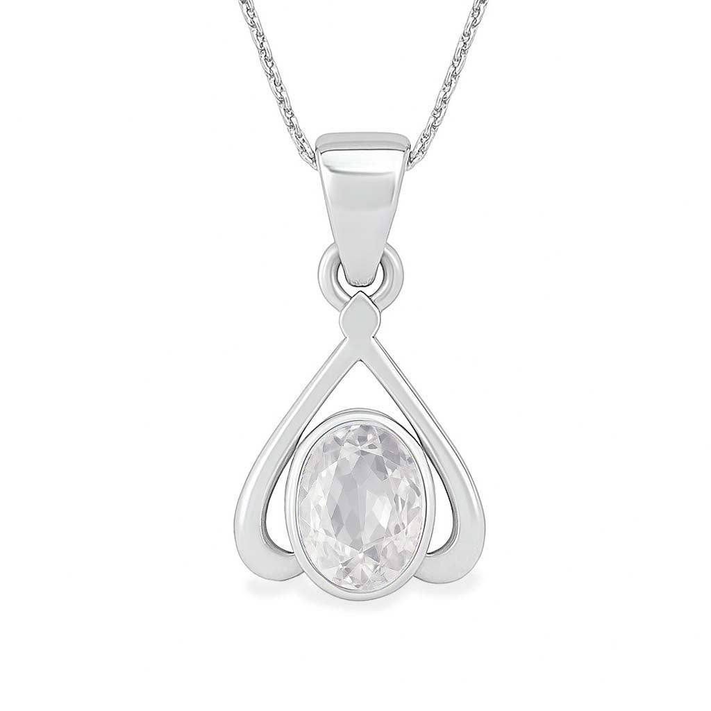 Designer Natural Zircon Pendant in Sterling Silver
