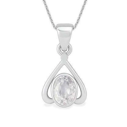 Designer Natural Zircon Pendant in Sterling Silver