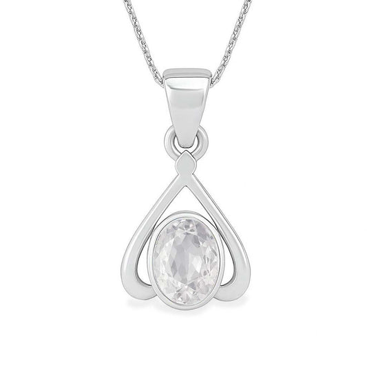 Designer Natural Zircon Pendant in Sterling Silver