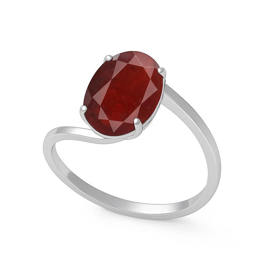Classic Sterling Silver Hessonite Garnet Stone Ring for Women