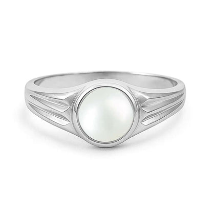 Unique Designer 925 Sterling Silver Pearl Stone Ring for Men