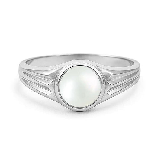 Unique Designer 925 Sterling Silver Pearl Stone Ring for Men