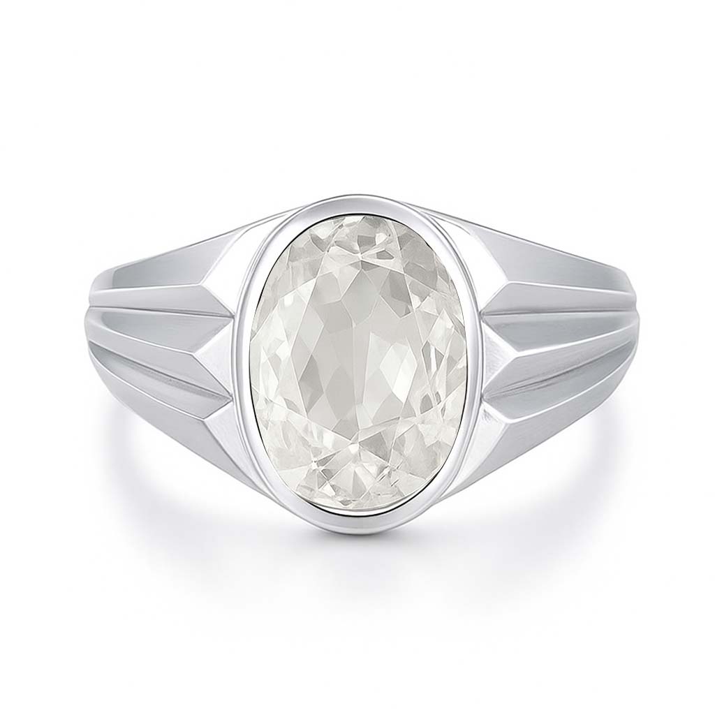 Vintage Style Sterling Silver Zircon Ring for Men