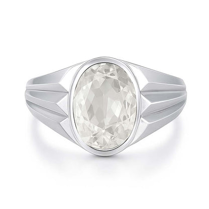 Vintage Style Sterling Silver Zircon Ring for Men