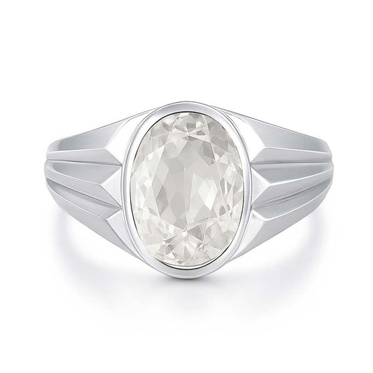 Vintage Style Sterling Silver Zircon Ring for Men