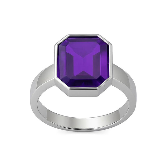 Elegant Sterling Silver Amethyst Stone Ring for Men