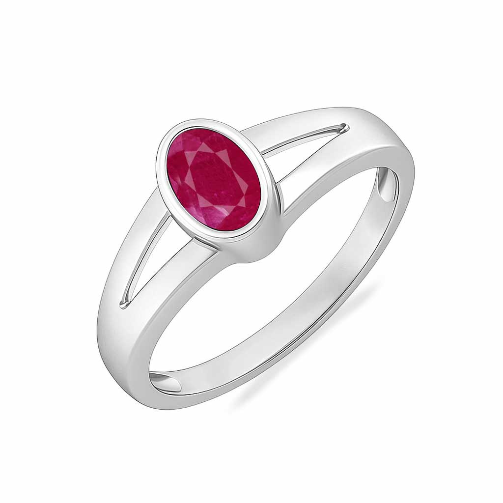 Elegant Sterling Silver Ruby Gemstone Ring for Men