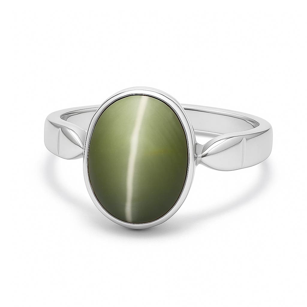 Royal Collection Sterling Silver Women’s Cat’s Eye Stone Ring