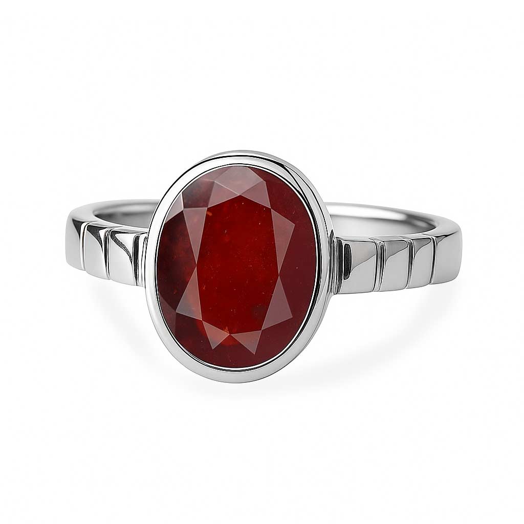 Pure Sterling Silver Hessonite Garnet Stone Ring for Women