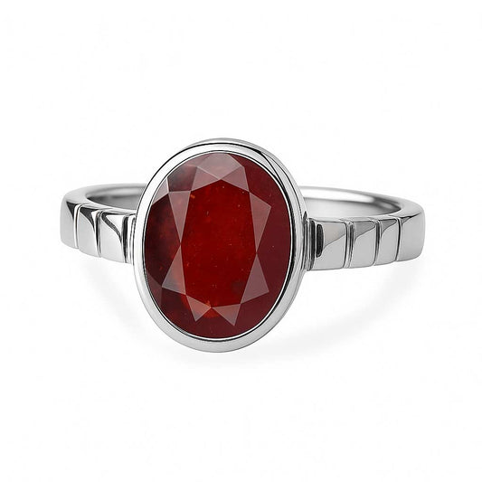Pure Sterling Silver Hessonite Garnet Stone Ring for Women