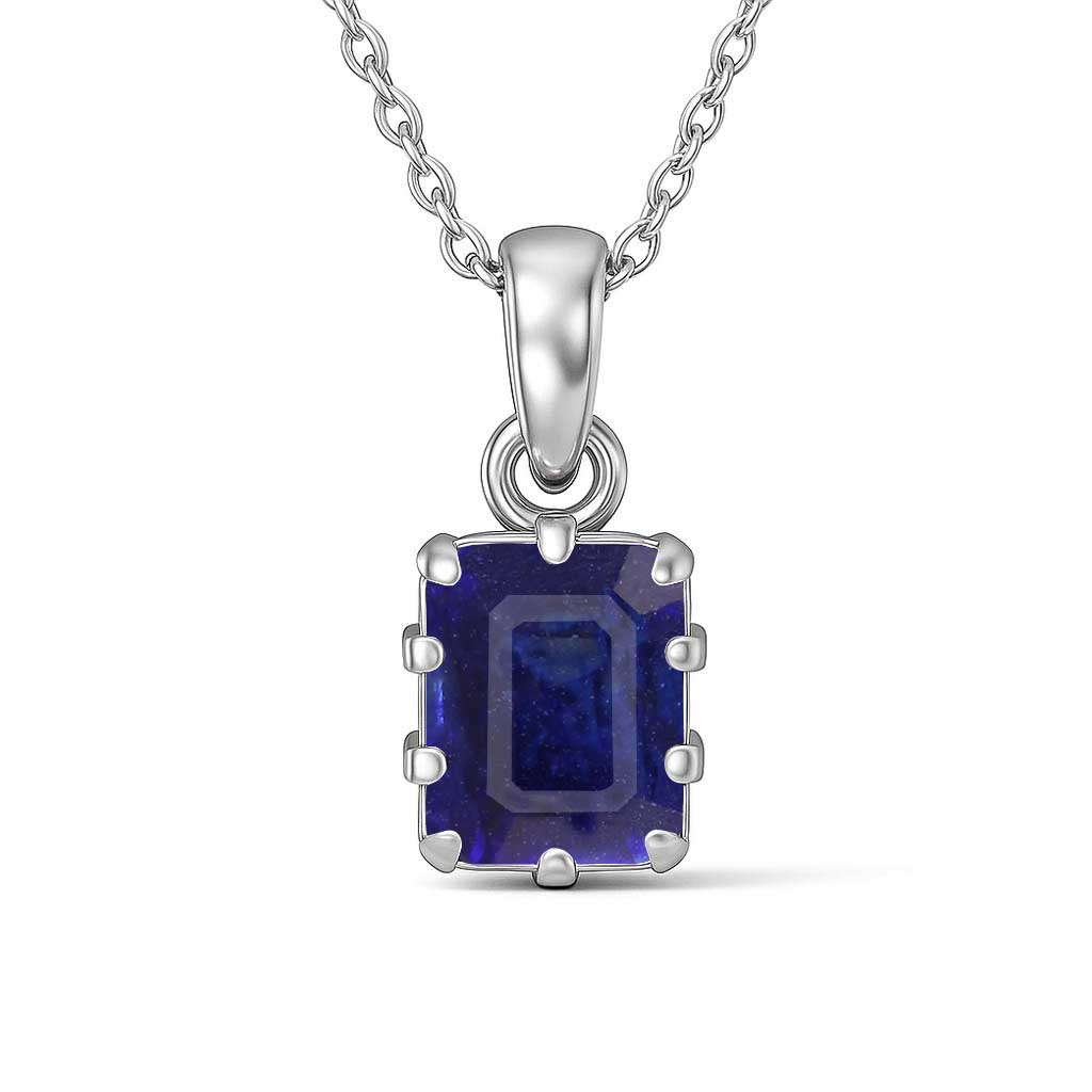 Classic Sterling Silver Blue Sapphire Pendant