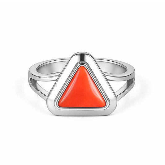 Premium Royal Sterling Silver Women's Original Red Coral Ring