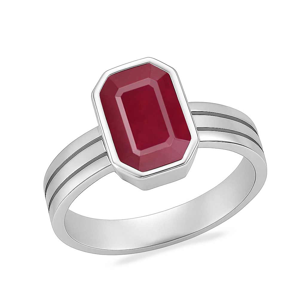 Modern 925 Silver WoMen's Ruby Gemstone Ring