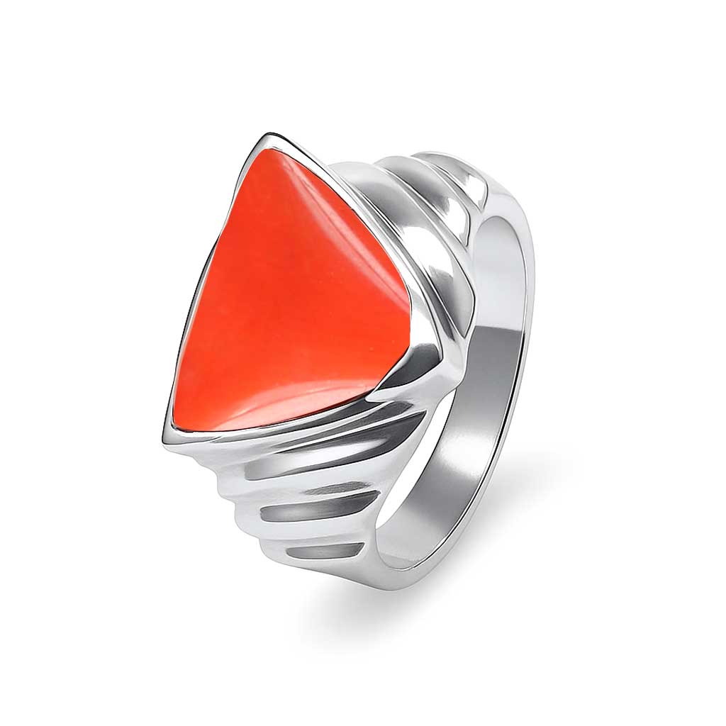 Premium Sterling Silver Original Red Coral Ring for Him