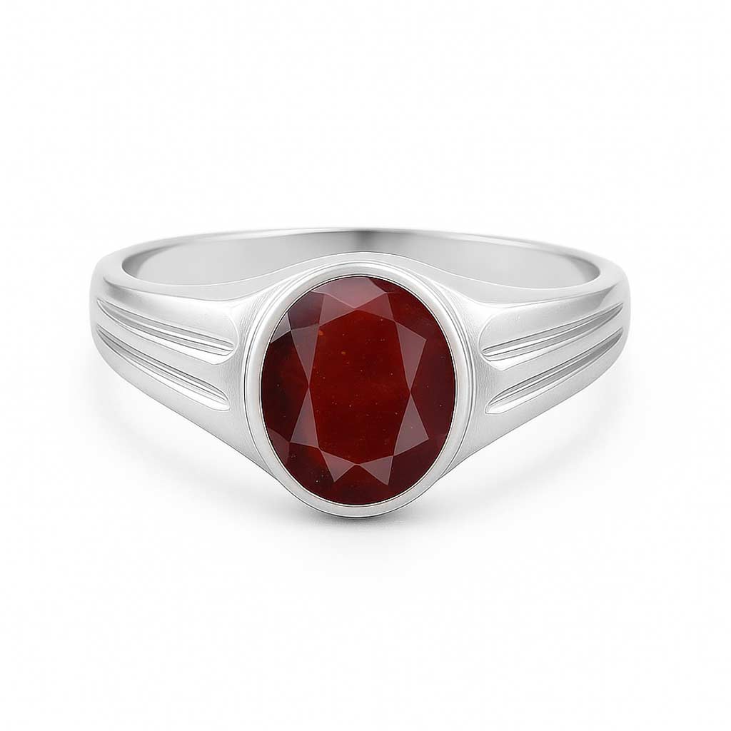 Pure Sterling Silver Hessonite Garnet Stone Ring for Women