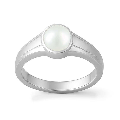 Classic Royal 925 Sterling Silver Pearl Stone Ring for Men