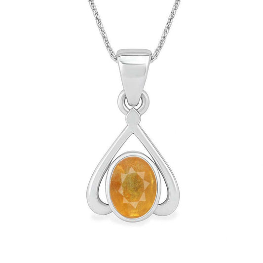 Bold & Stylish Sterling Silver Yellow Sapphire Pendant