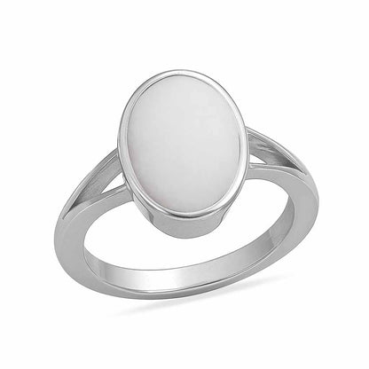 Traditional Pure Silver Opal Gemstone Ring For Ladies