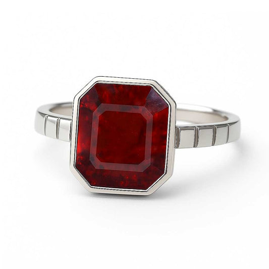 Classic Regal 925 Sterling Silver Hessonite Garnet Stone Ring for Women
