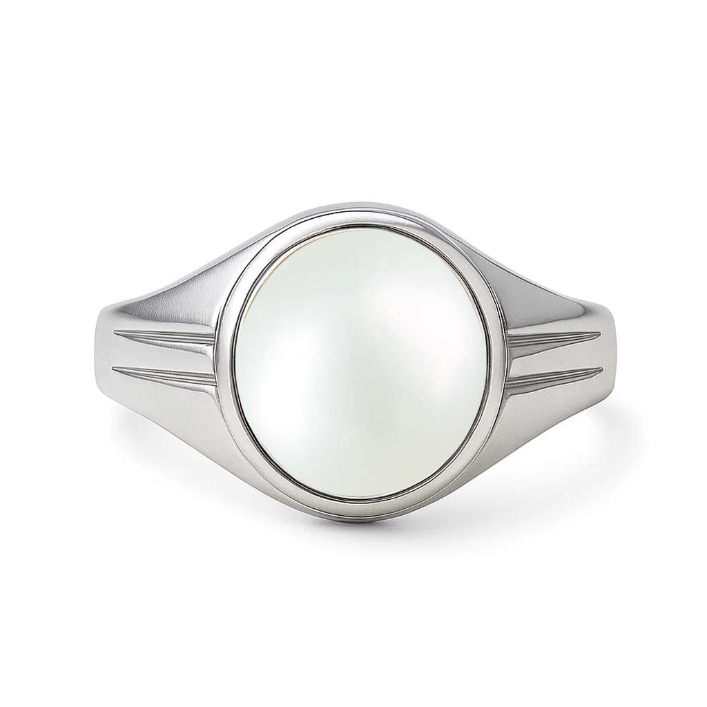 Certified Sterling Silver Pearl Ring for Men