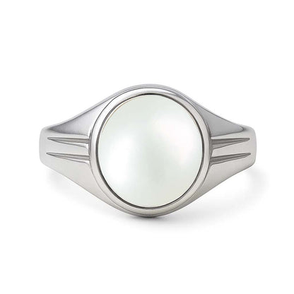 Certified Sterling Silver Pearl Ring for Men