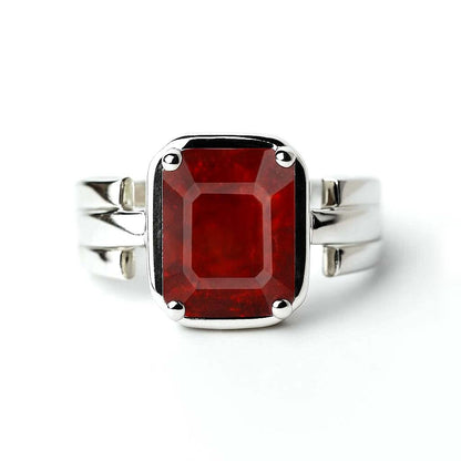 Designer Sterling Silver Hessonite Garnet Gemstone Ring for Women