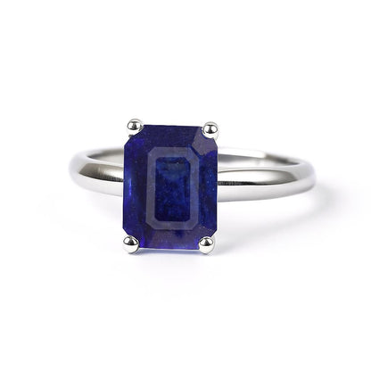 Handmade 925 Silver Ring with Natural Blue Sapphire Stone for Female