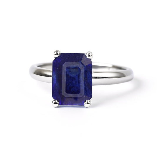 Handmade 925 Silver Ring with Natural Blue Sapphire Stone for Female