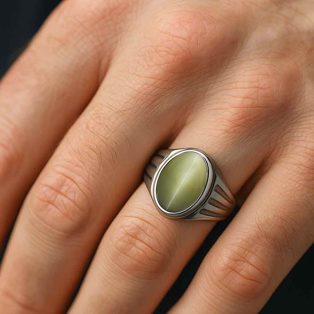 Premium 925 Sterling Silver Cat’s Eye Ring for Men