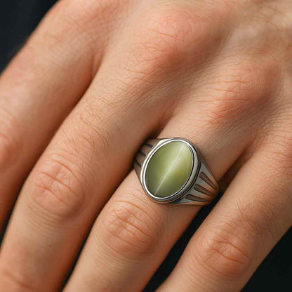 Premium 925 Sterling Silver Cat’s Eye Ring for Men