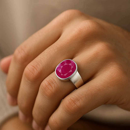 Luxury Royal Ruby Ring for Male in Sterling Silver