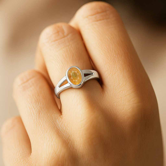 Premium Royal Sterling Silver Yellow Sapphire Ring for Her