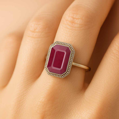 Pure Sterling Silver Ladies Ruby Stone Ring