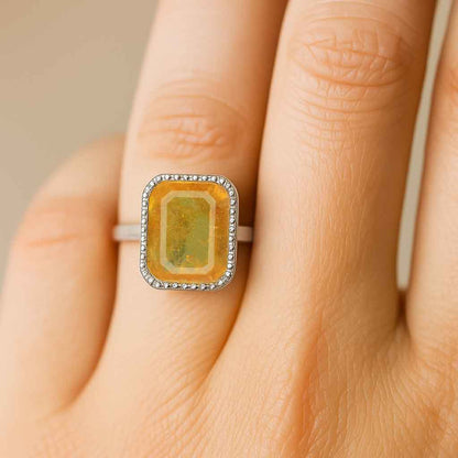 Classic Regal 925 Sterling Silver Women's Yellow Sapphire Ring