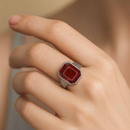 Grand Heritage 925 Sterling Silver Hessonite Garnet Ring for Women