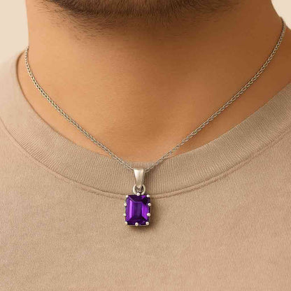 Luxury Designer 925 Silver Amethyst Stone Pendant