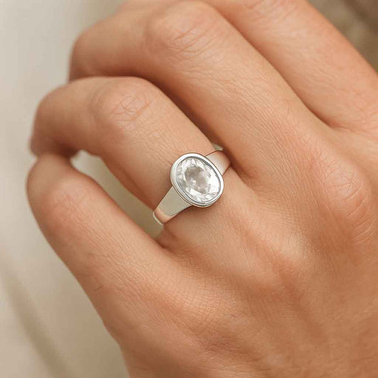 Unique Sterling Silver Zircon Stone Ring for Men
