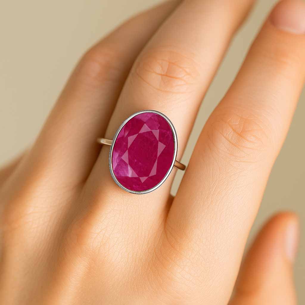 Royal 925 Sterling Silver WoMen's Ruby Stone Ring