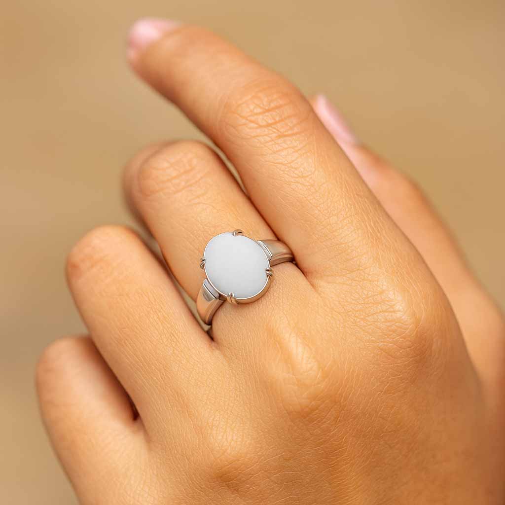 Luxury 925 Sterling Silver Ladies Opal Stone Ring