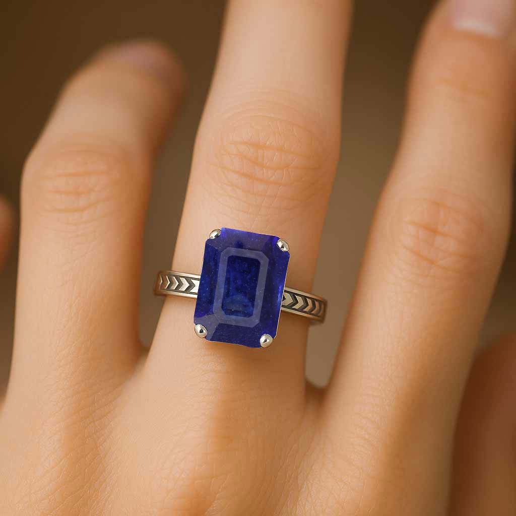Elegant Women’s Blue Sapphire Ring in Pure 925 Silver