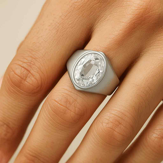 Luxury Handmade 925 Sterling Silver Zircon Stone Ring for Men