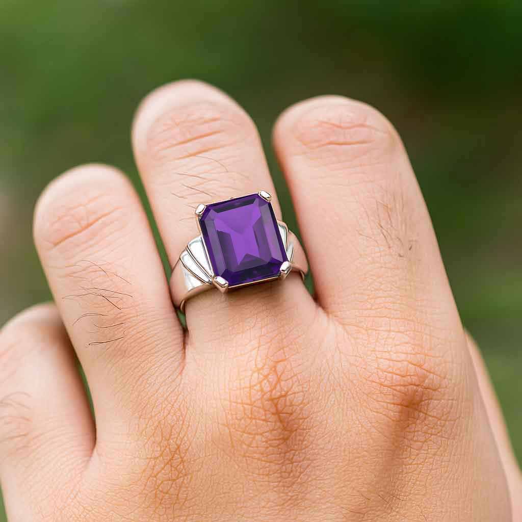 Premium Sterling Silver Amethyst Ring for Him