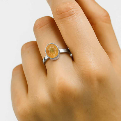 Luxury Sterling Silver Yellow Sapphire Ring for Women