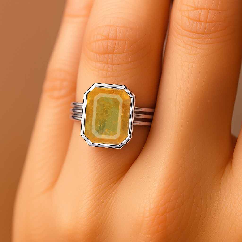Vintage 925 Sterling Silver Women’s Yellow Sapphire Stone Ring