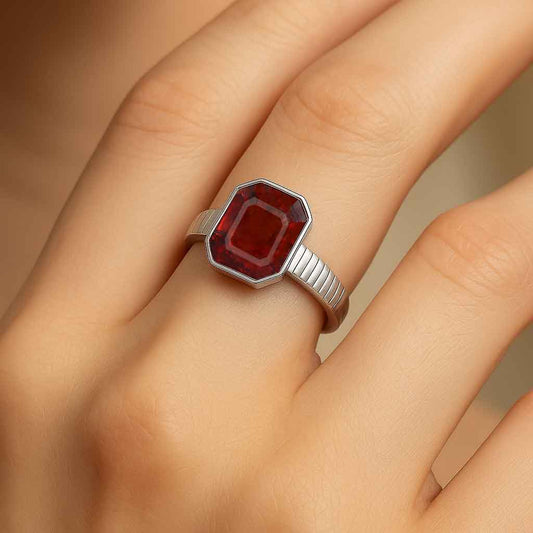 Traditional 925 Silver Hessonite Gomed Ladies’ Ring