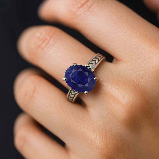 Unique Blue Sapphire Stone Sterling Silver Women’s Ring
